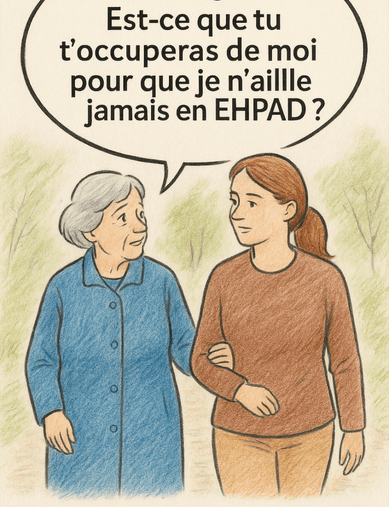 Mère âgée et fille qui marchent et discutent